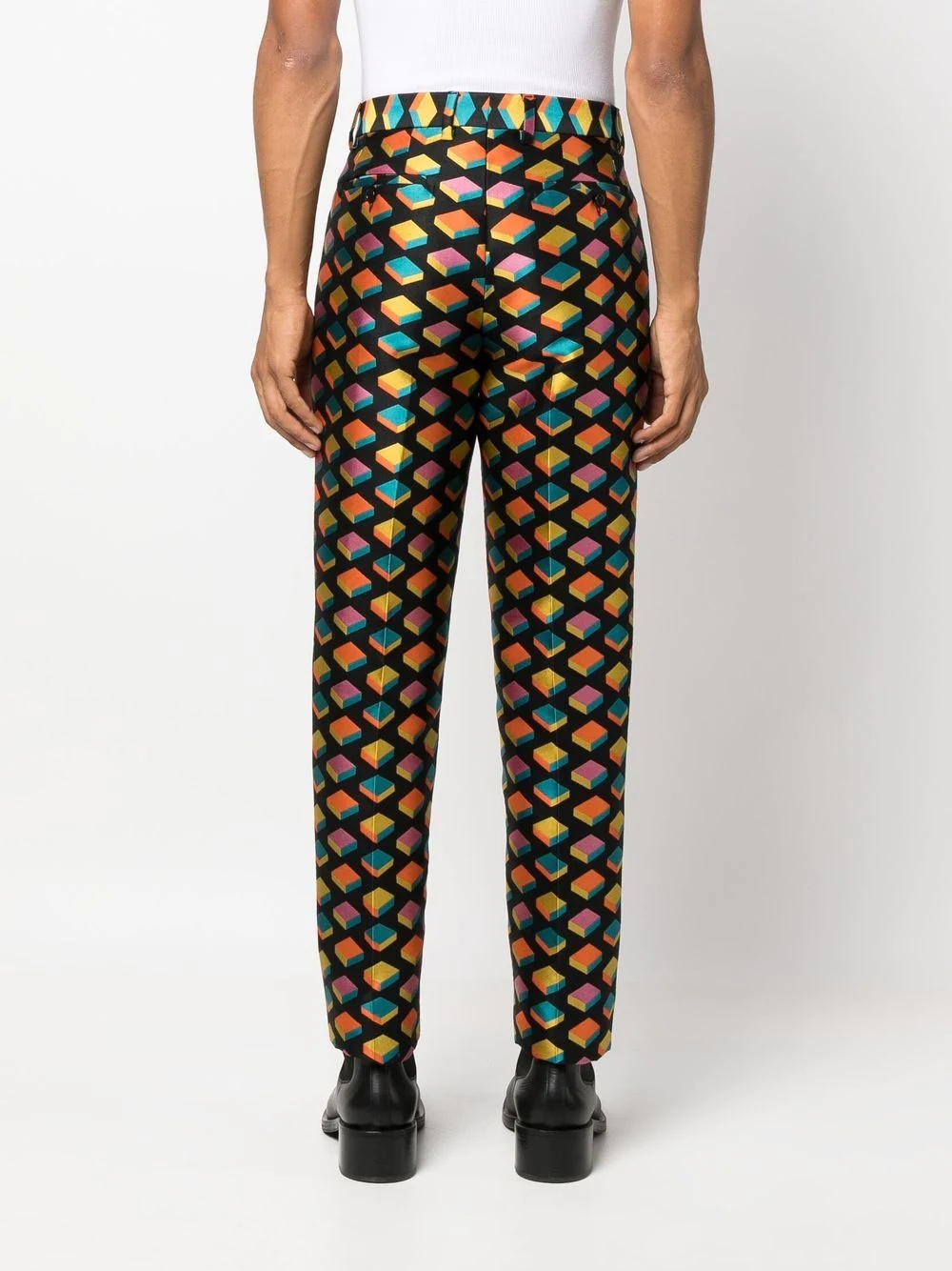 geometric-print straight-leg trousers - 4