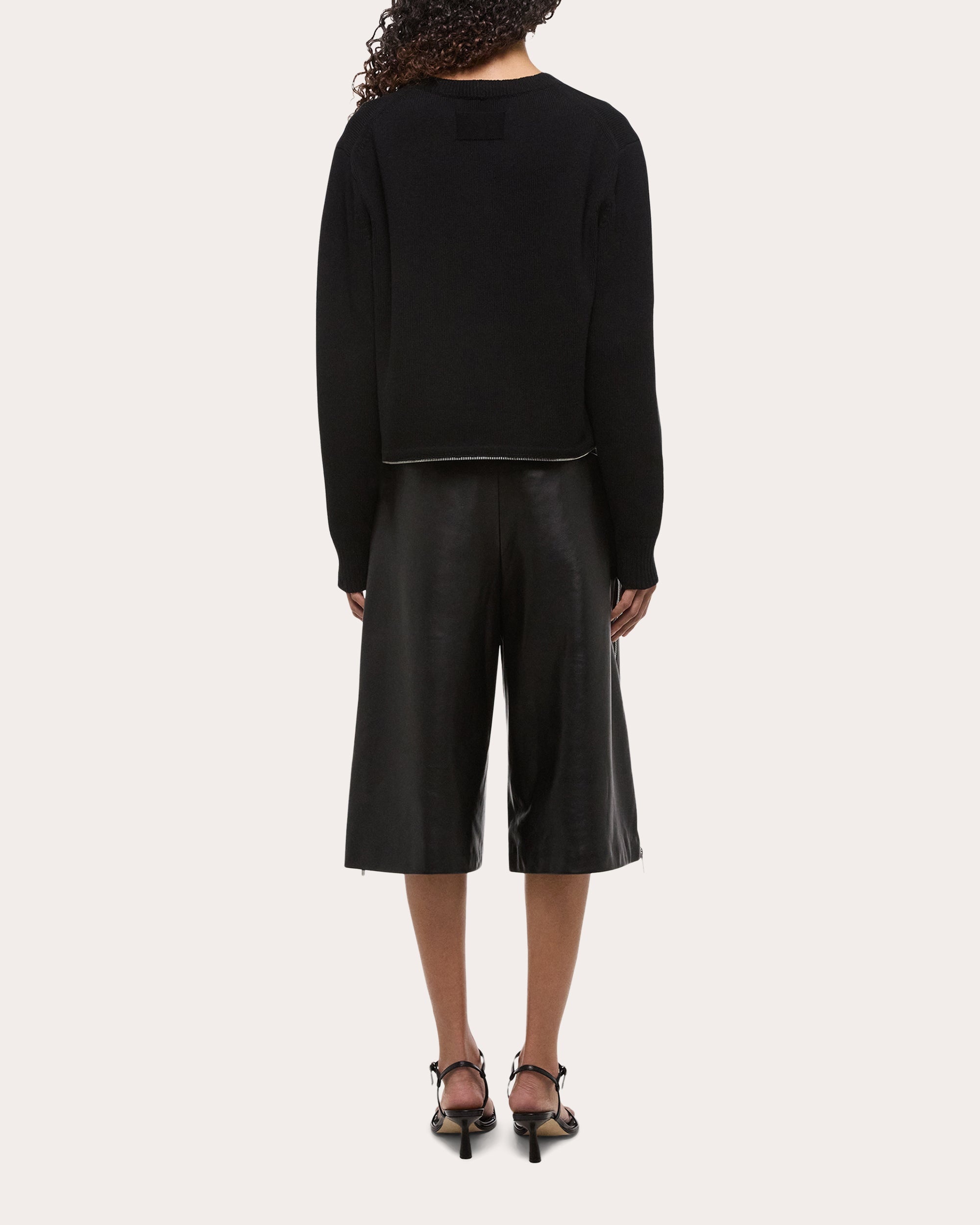 Cropped Zip Detail Organic Cotton Sweater - 2
