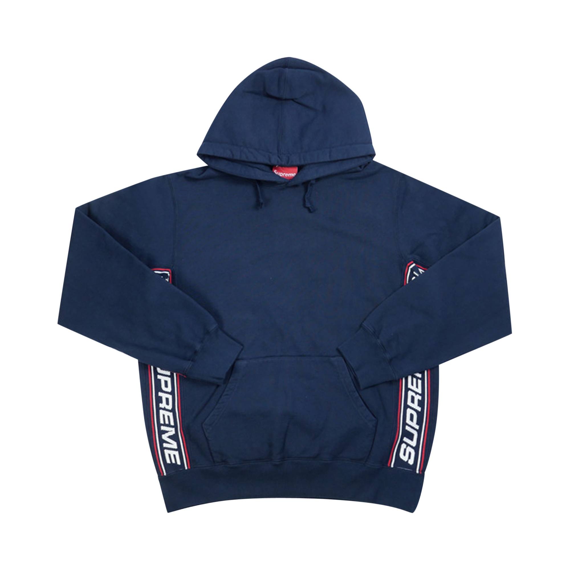 Supreme Supreme Text Rib Hooded Sweatshirt Navy REVERSIBLE