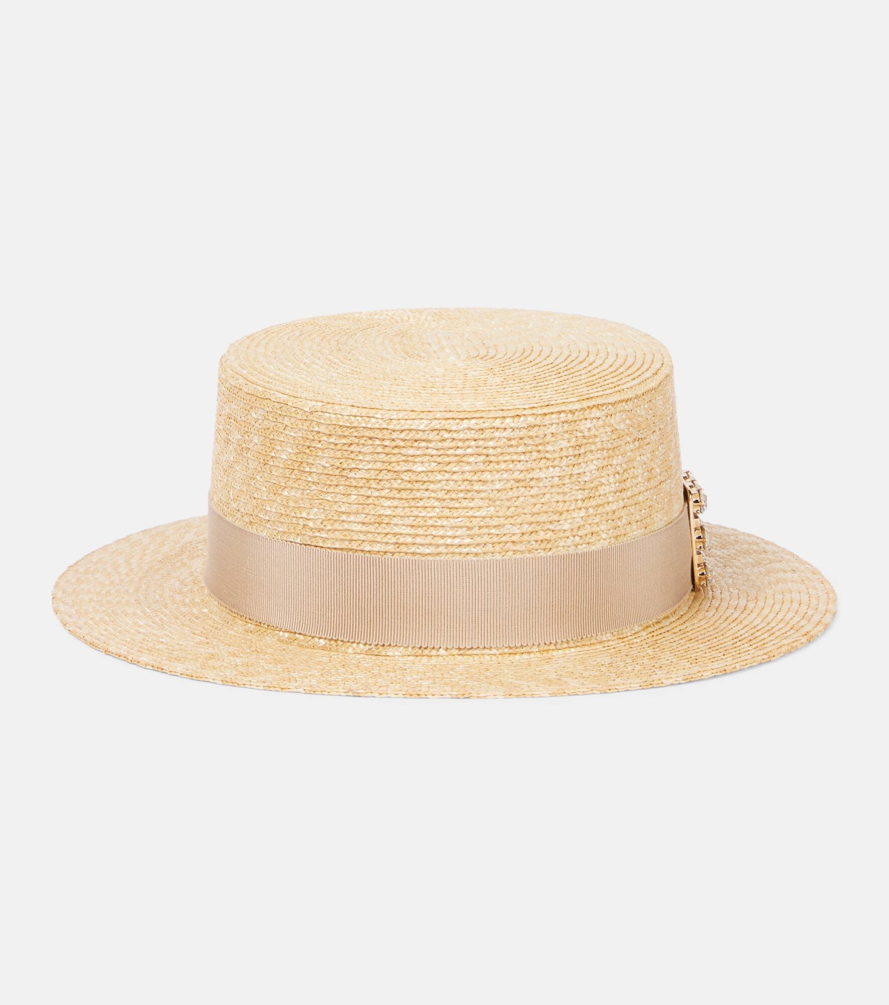 Très Vivier embellished raffia boater hat - 4