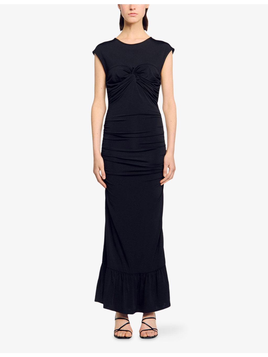 Draped Round-Neck Slim-Fit Stretch-Woven Maxi Dress - 3