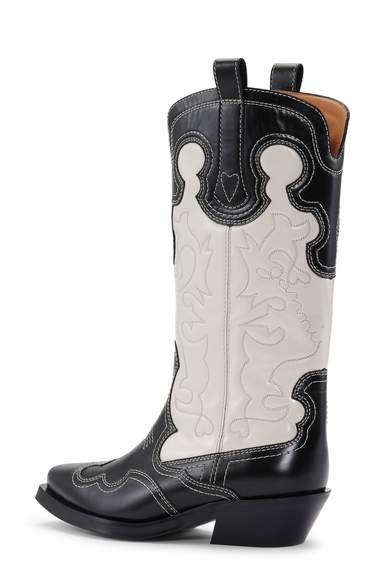 MONOCHROME MID SHAFT EMBROIDERED WESTERN BOOTS - 2