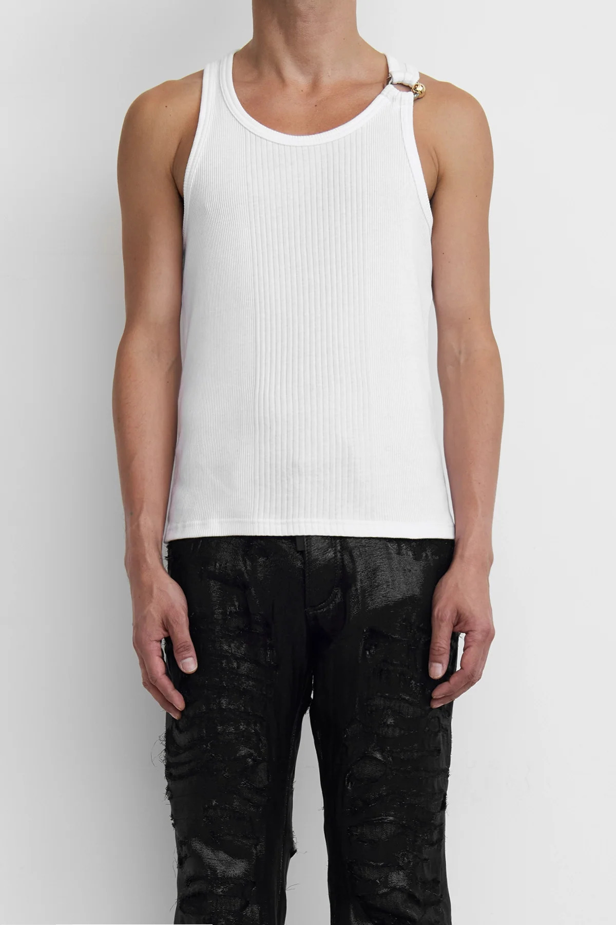 Jean Paul Gaultier 'The Piercing' Detail Tank Top White - 4