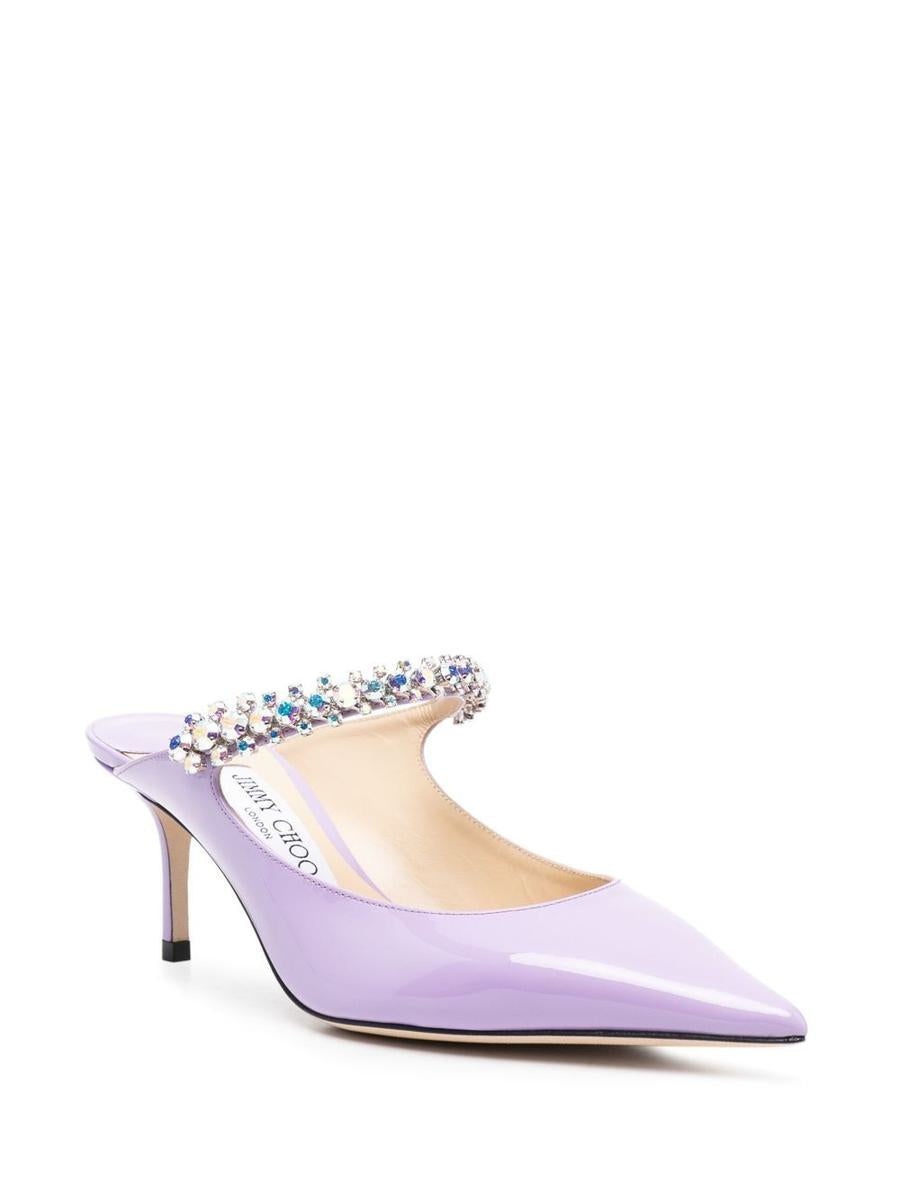 JIMMY CHOO BING 65 CRYSTAL STRAP PATENT LEATHER MULES - 2
