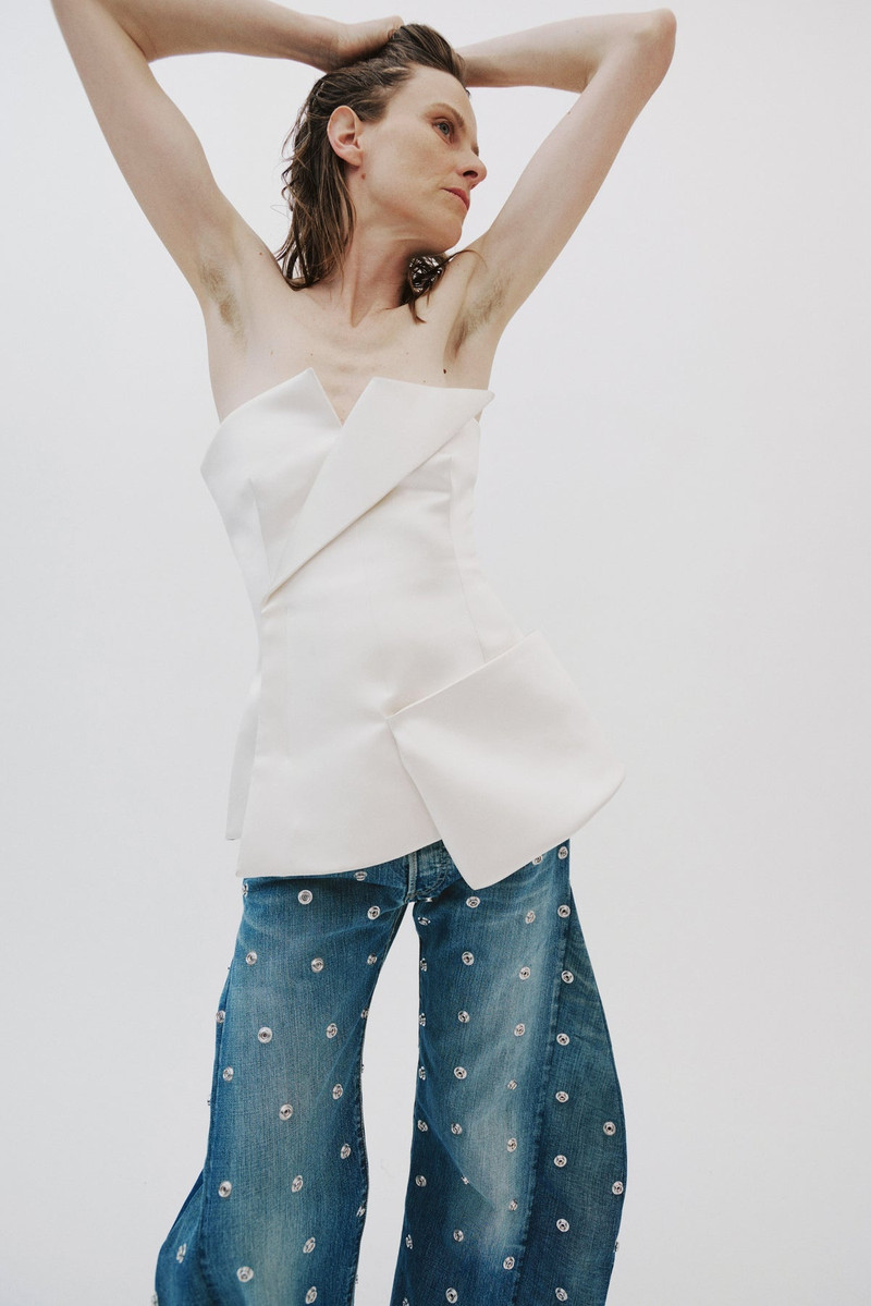 CORSETED TUXEDO TOP IVORY 9