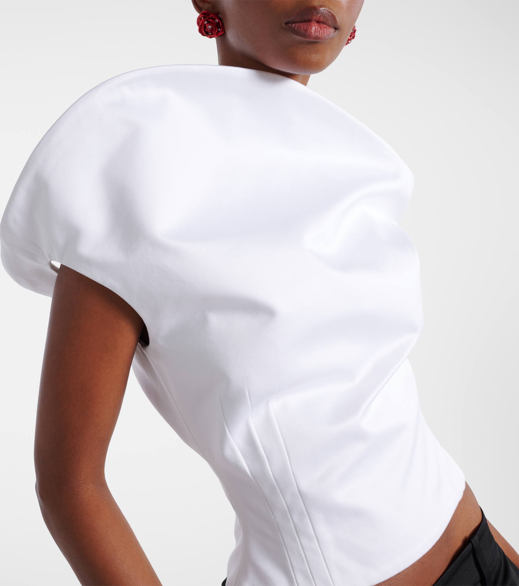Asymmetric cotton bustier top - 5