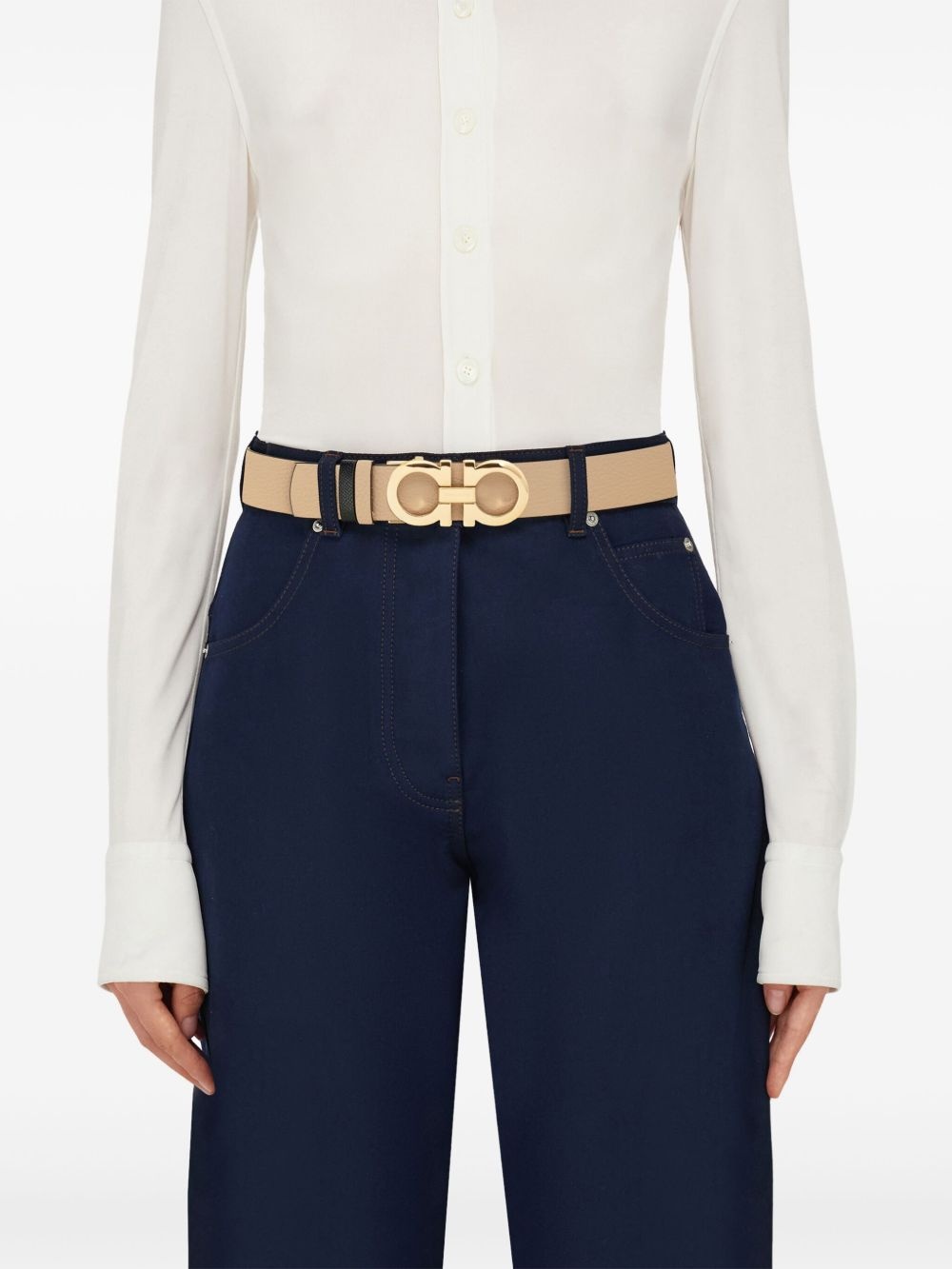 adjustable reversible Gancini belt - 4