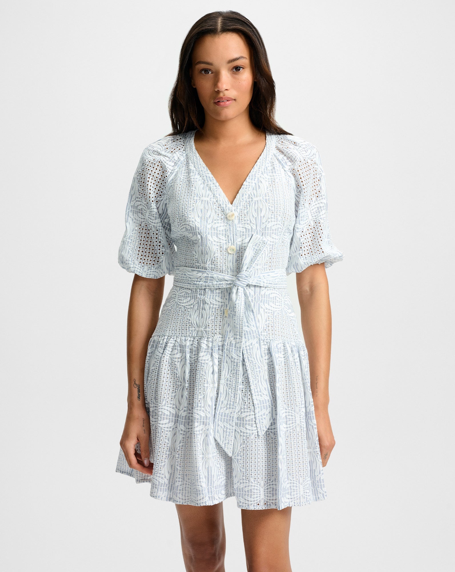BOBBIE EYELET MINI DRESS - 1