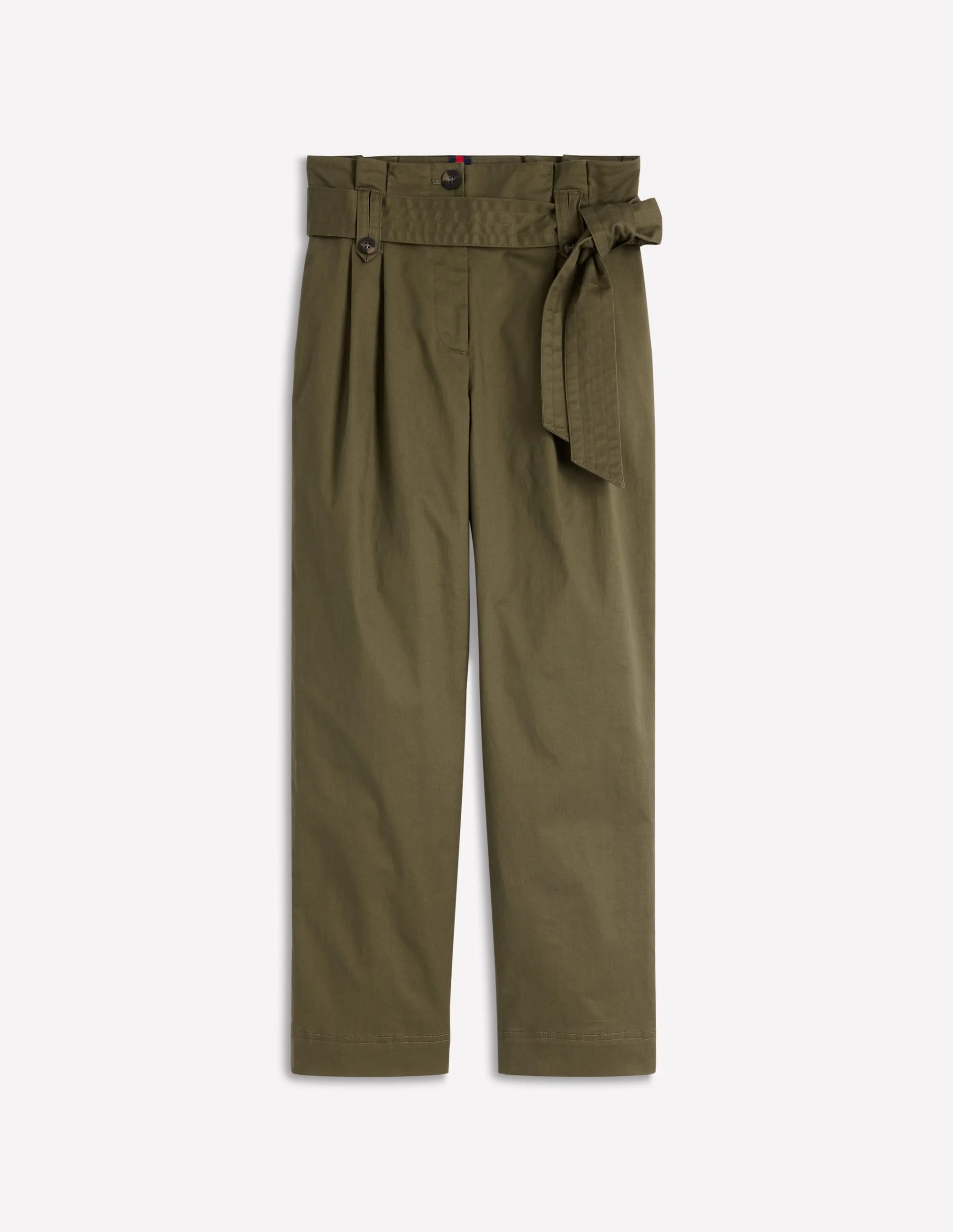 Paperbag Waist Trousers-Woodland Green - 1