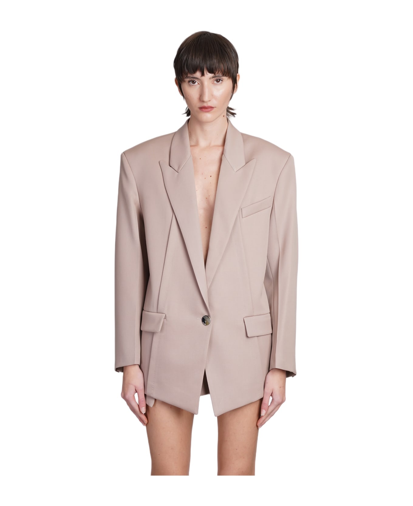 ジャケット THE ATTICO GLEN OVERSIZED BLAZER (241WCG46.W046 198 BEIGE) The Attico Glen Oversize Blazer Jacket, Brand Size 36 ( US