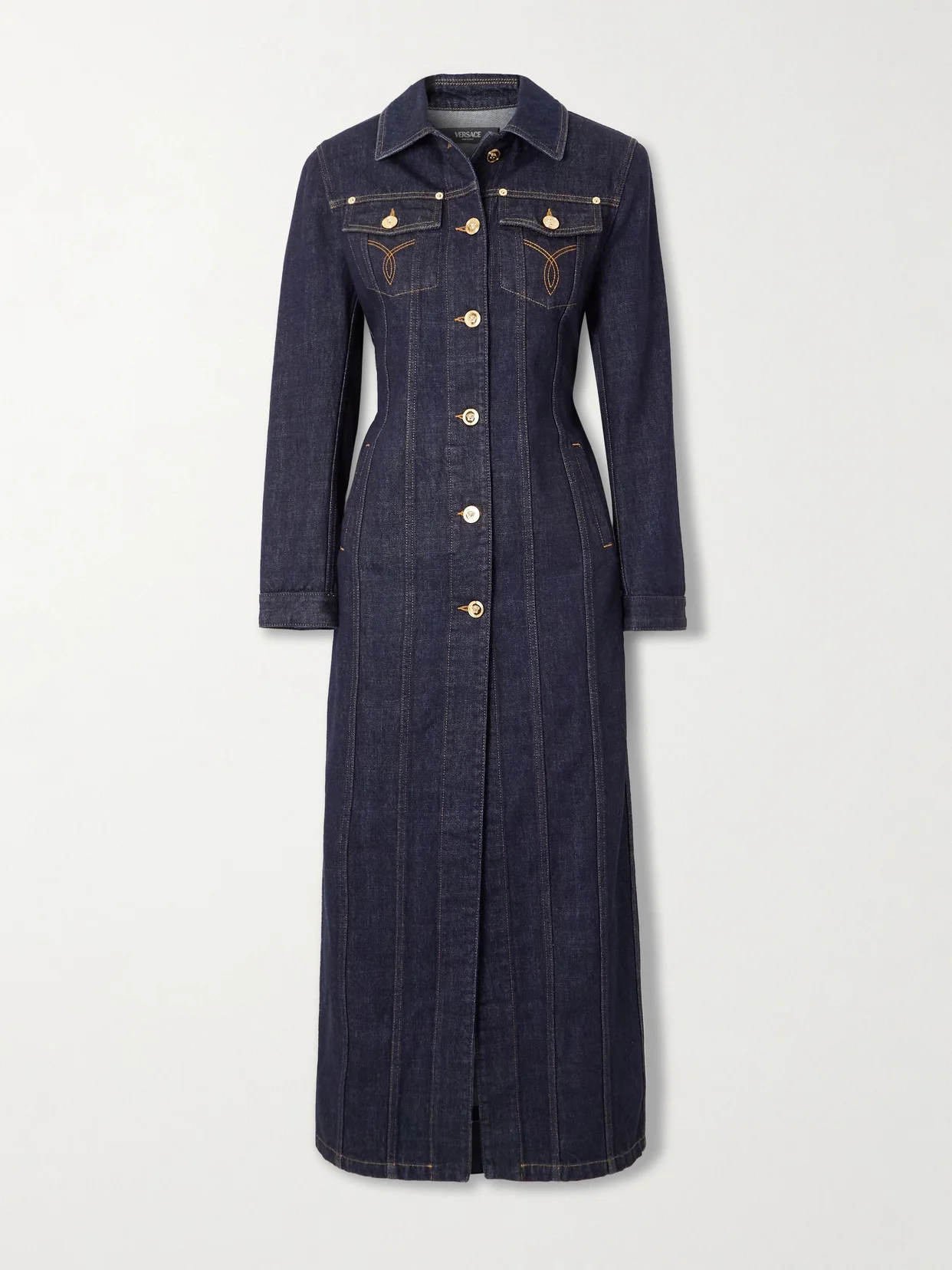 Paneled Denim Coat - 1