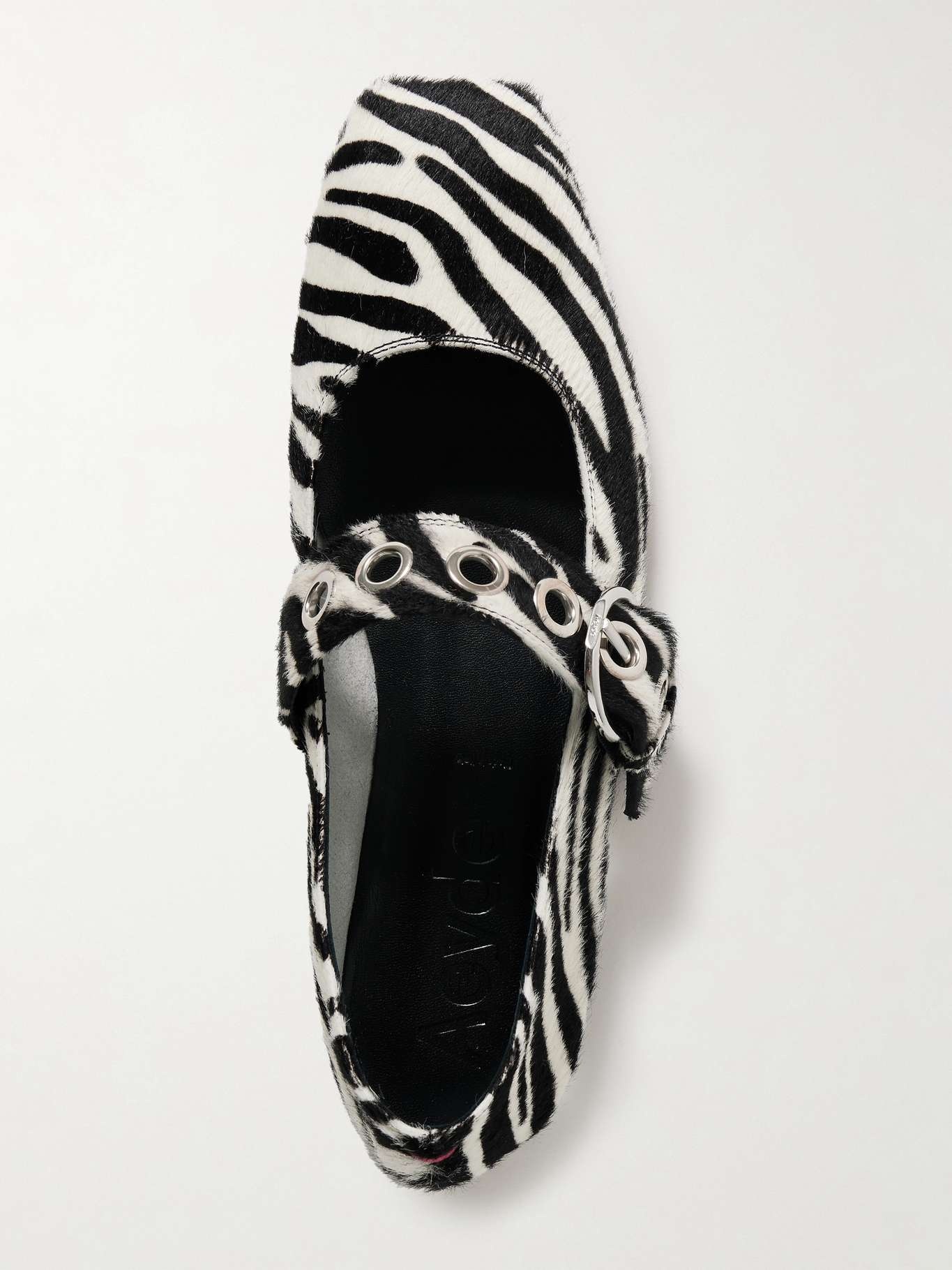 Uma embellished zebra-print pony hair Mary Jane ballet flats Zebra print - 5