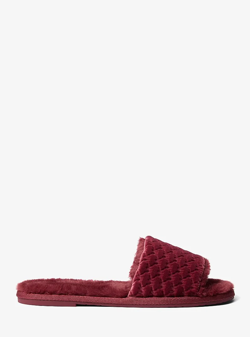 Alexis Logo Debossed Velvet Slide Sandal - 1