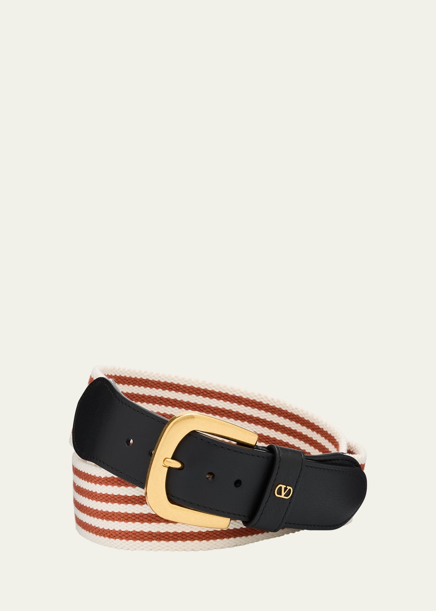 Men's Nano Stripe Cotton and Leather Belt - 1