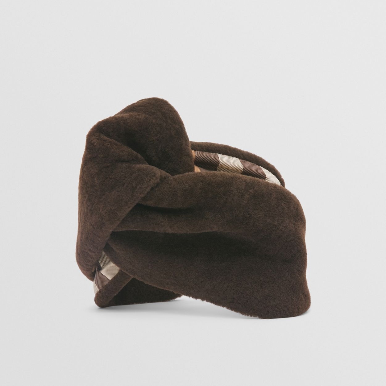 Check Detail Shearling Headband - 4