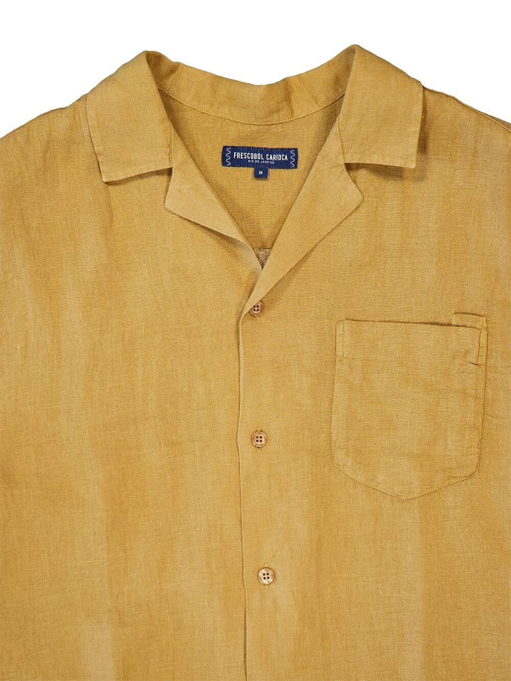 short-sleeves button-up linen shirt - 3