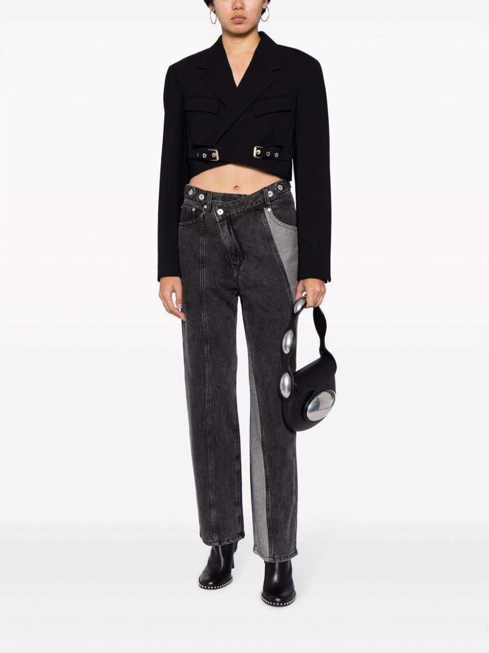 logo-patch cotton straight-leg trousers - 2