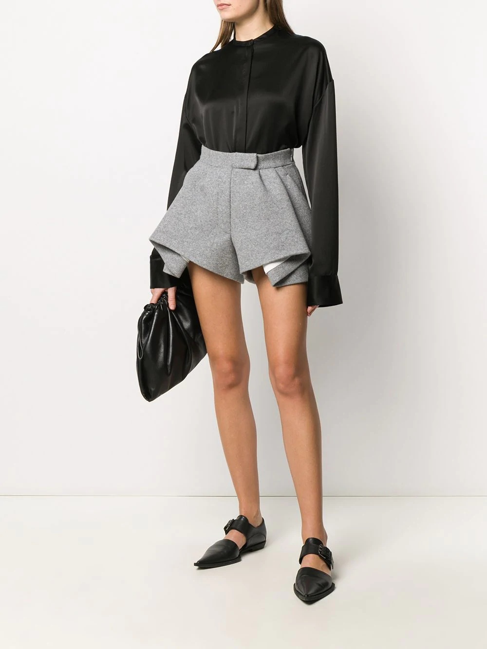 draped panel high-waist shorts - 2