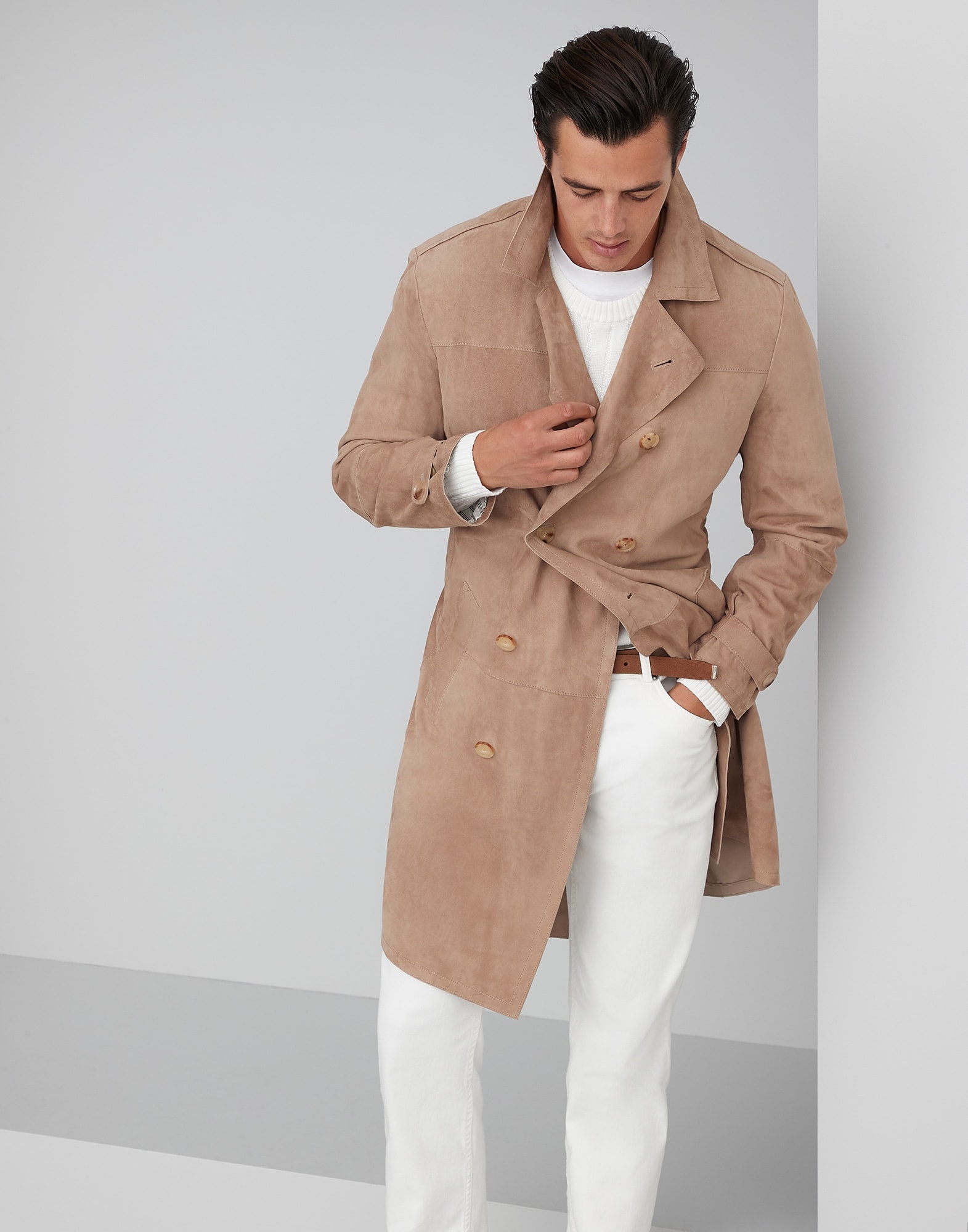 Suede trench coat - 1