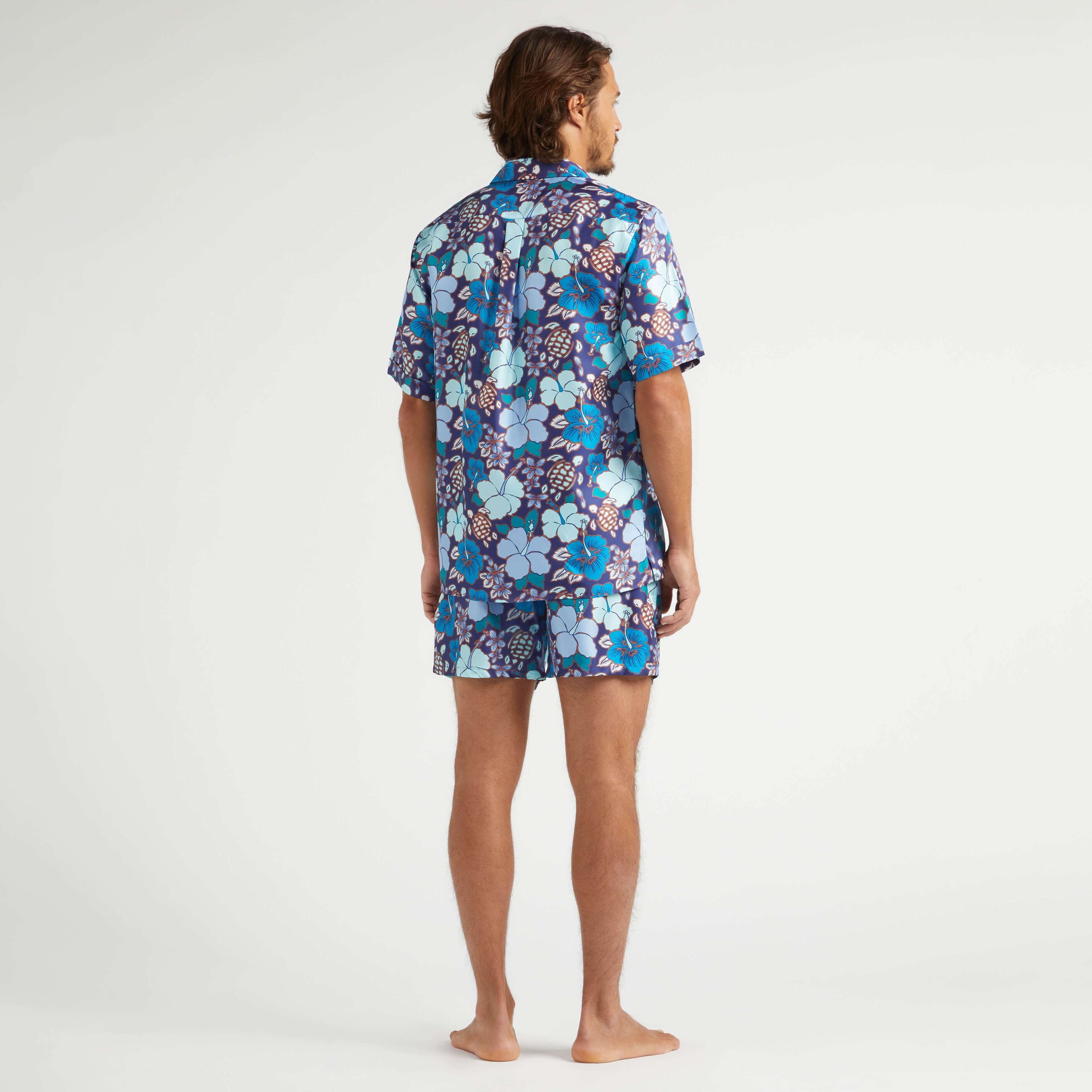 Men Silk Bowling Shirt Tropical Turtles - 4