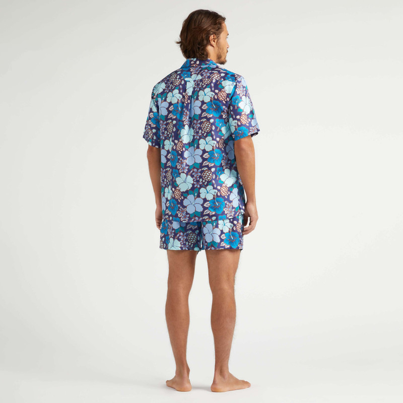 Men Silk Bowling Shirt Tropical Turtles 4