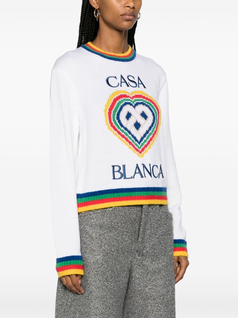 Heart logo-intarsia bouclé jumper - 3