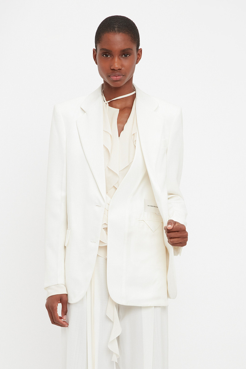 Asymmetric Double Layer Jacket in White 6