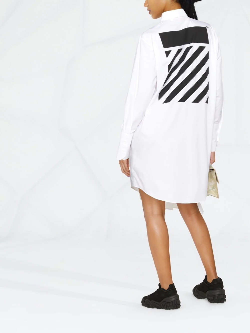 asymmetric pleated shirt dress - 3