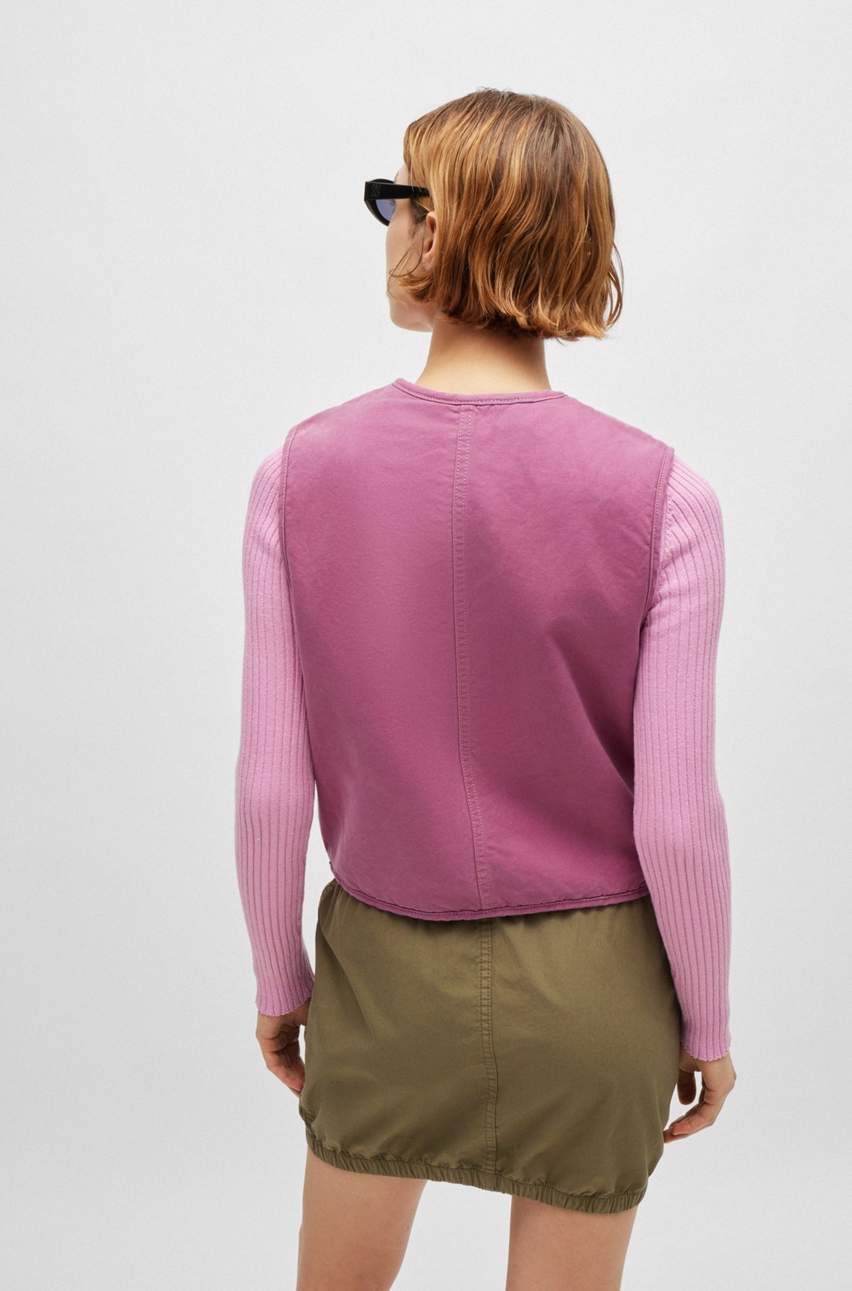 RELAXED-FIT WAISTCOAT IN COTTON CANVAS - 4