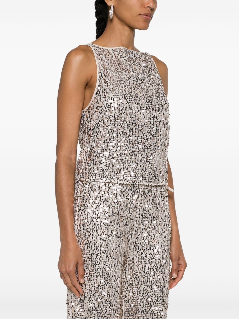 sequinned mesh tank top - 3