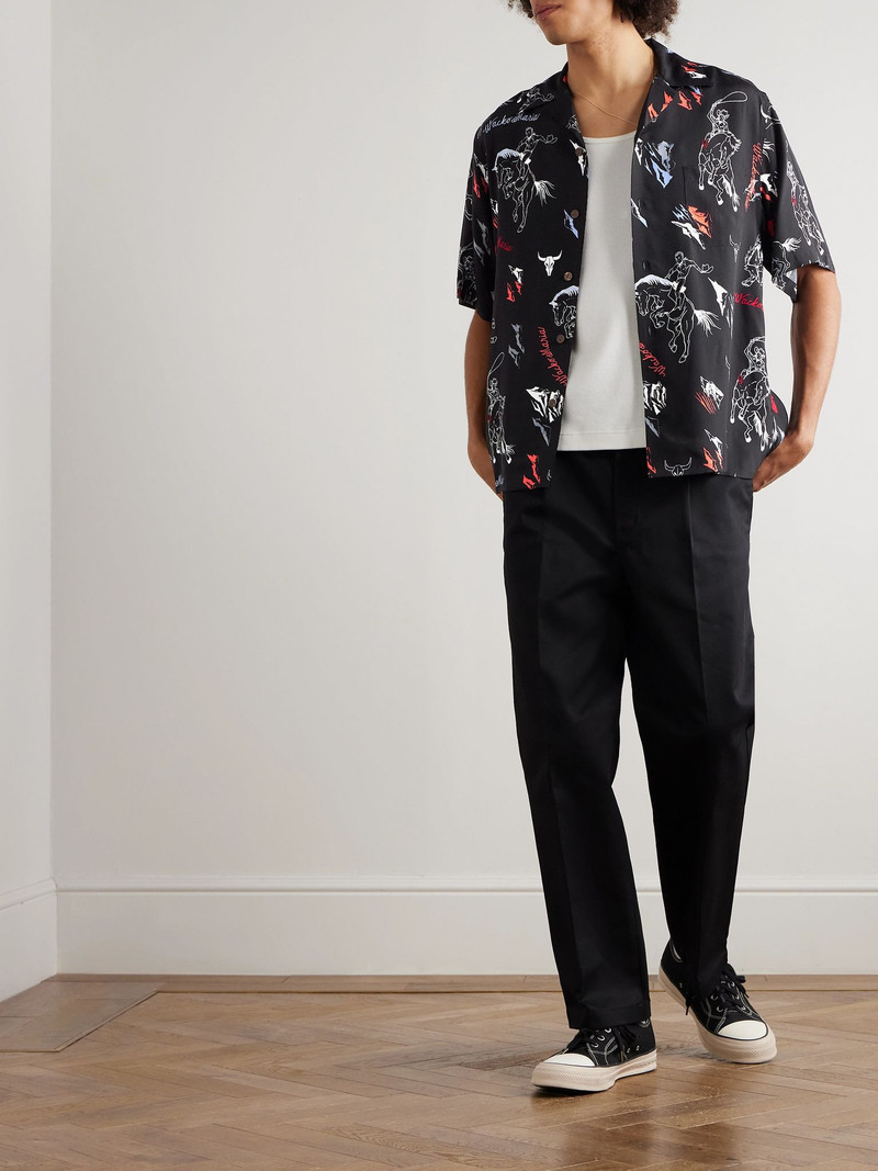 WACKO MARIA Convertible-Collar Printed Woven Shirt Black outlook