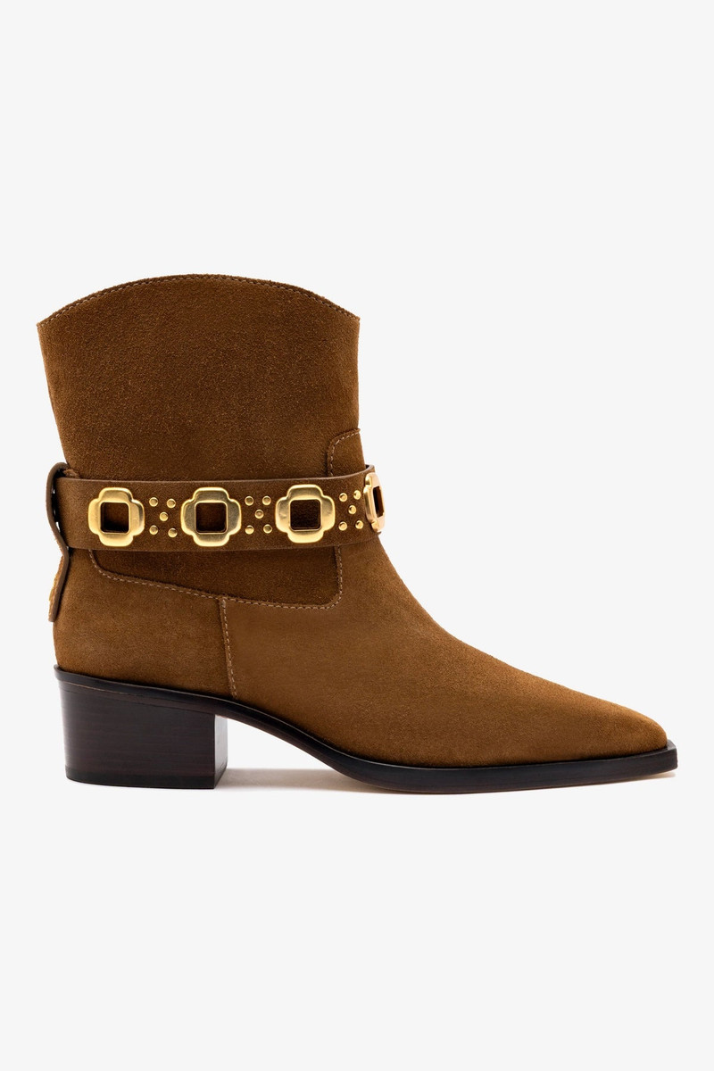 Milan Rodeo Bootie In Russet Suede 1