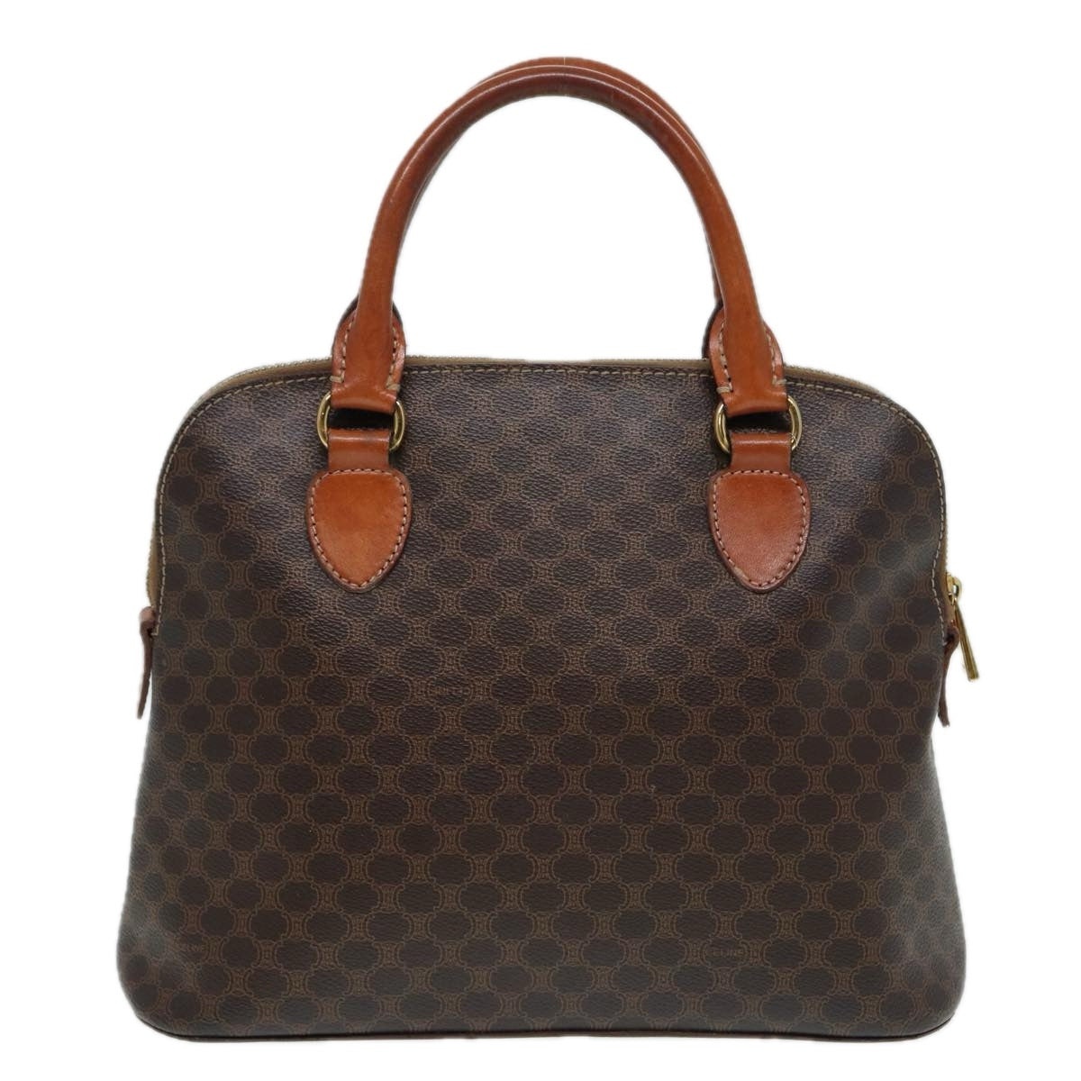 CELINE Macadam Canvas Hand Bag Pvc Leather Brown Gold - 2