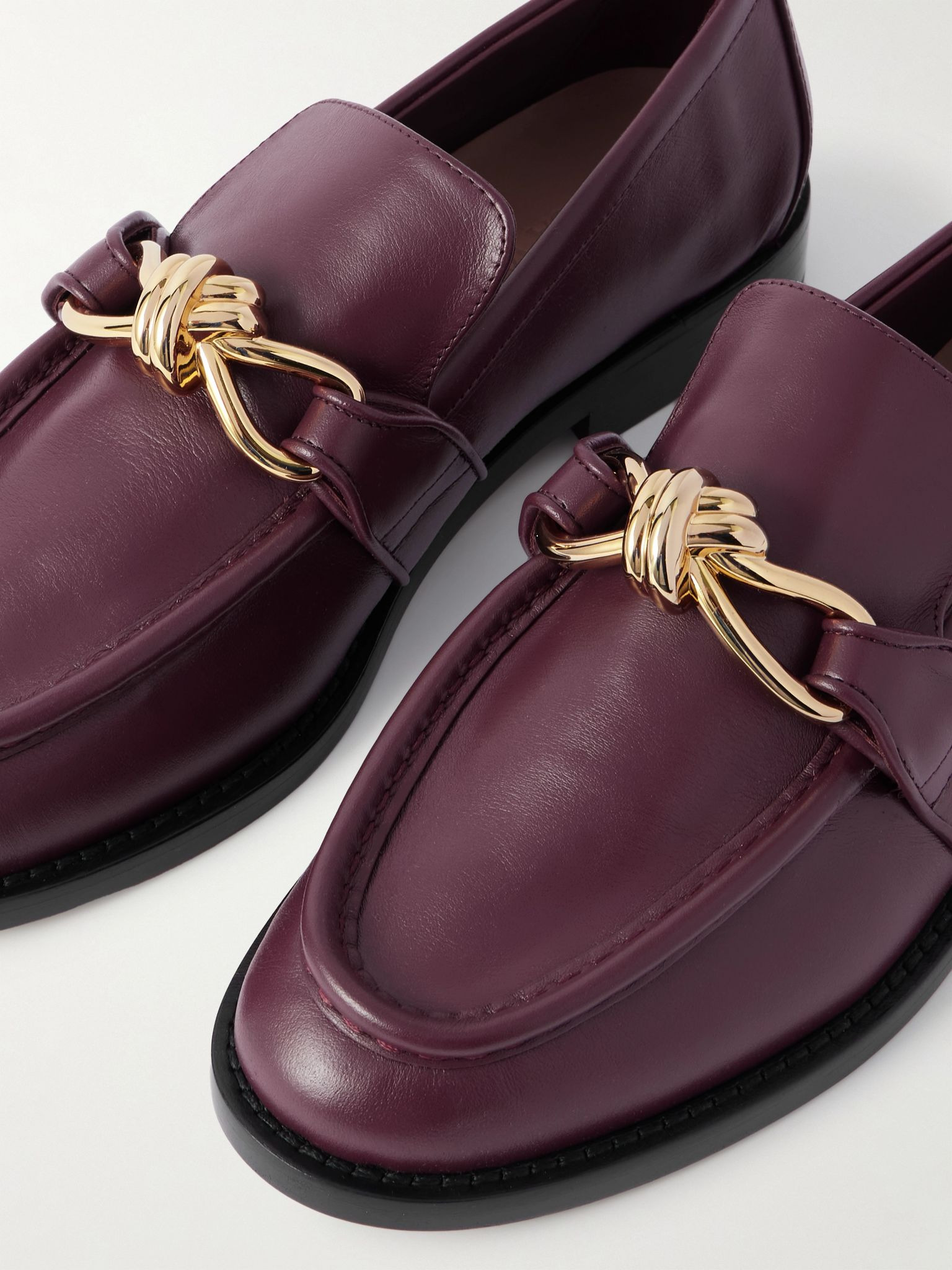 Astaire embellished leather loafers Burgundy - 4