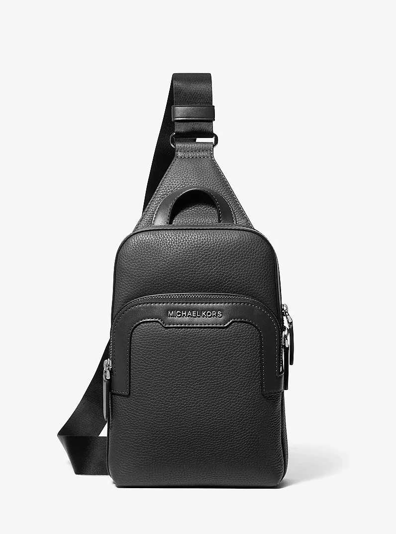 Hudson Medium Pebbled Leather Double-Zip Sling Bag - 1