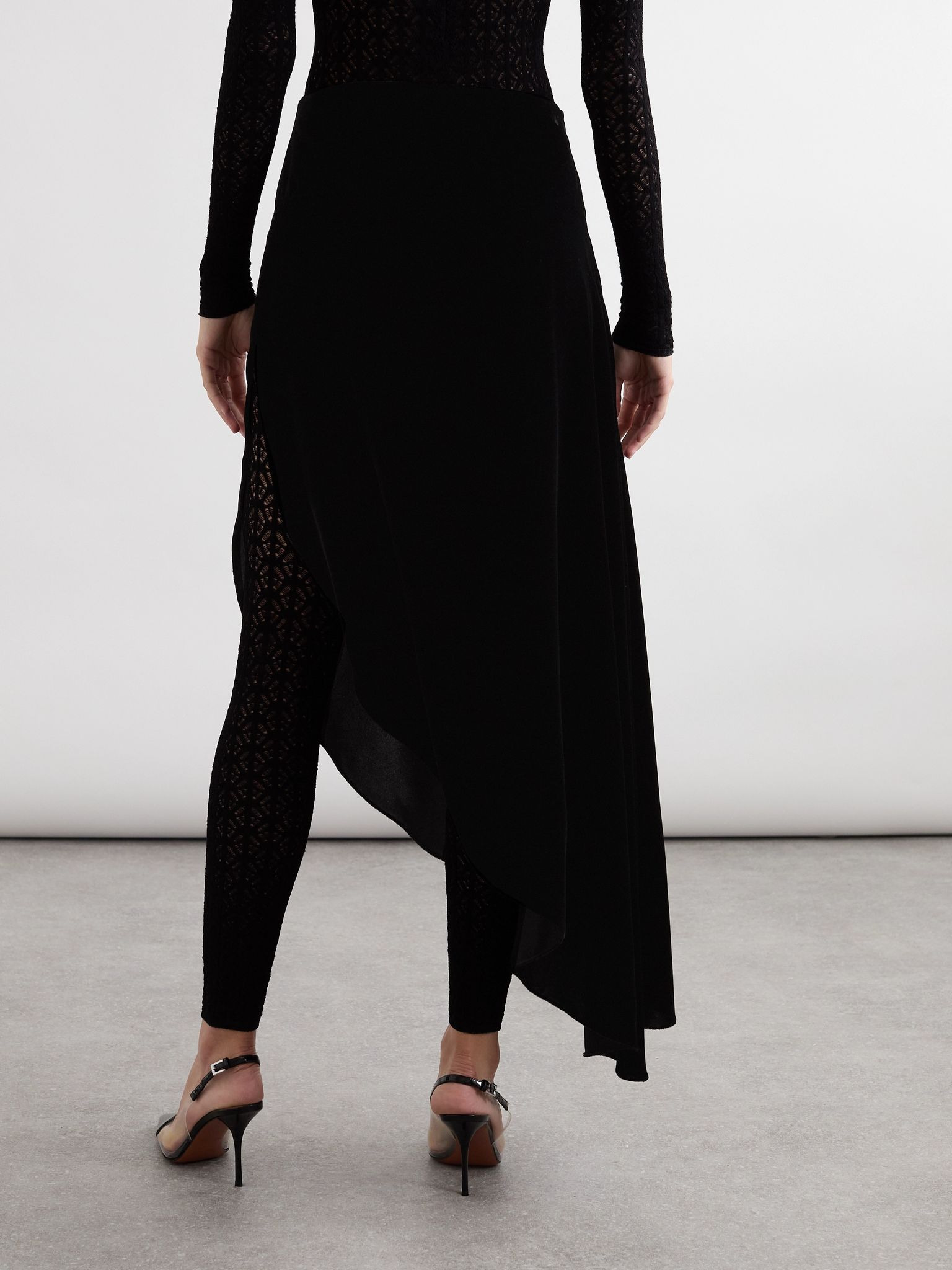 Asymmetric velvet skirt Black - 4