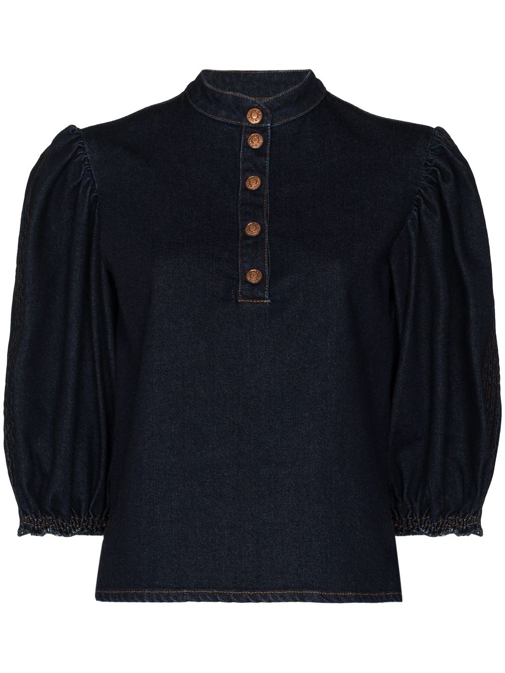 puff-sleeve buttoned top - 1