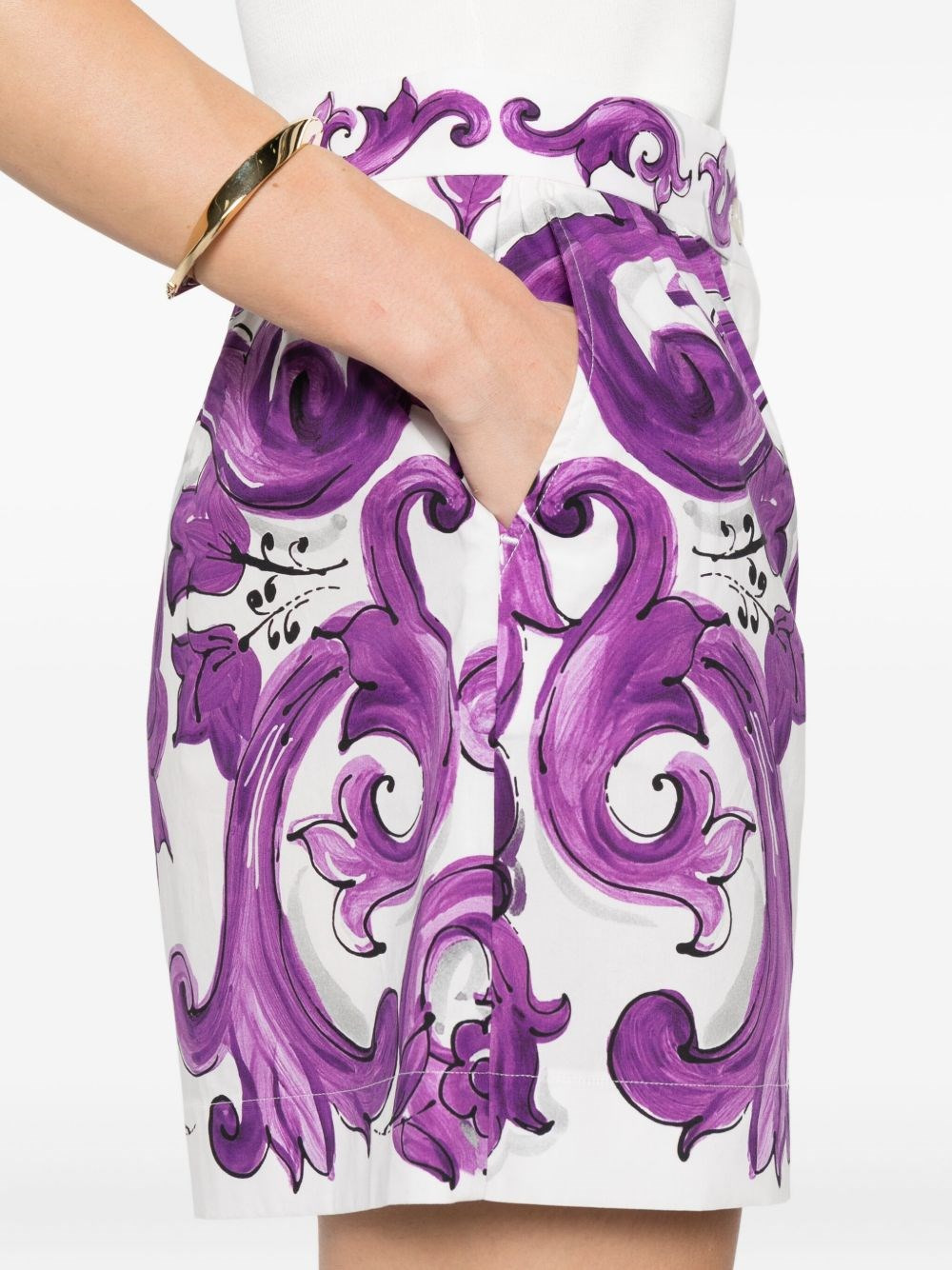 Cotton shorts with maiolica print - 4