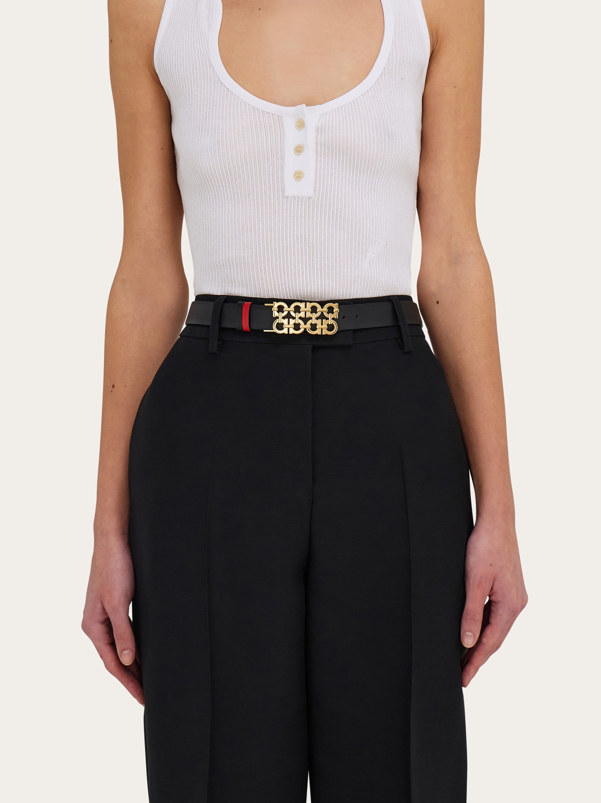 Reversible and adjustable belt with woven Gancini - 4