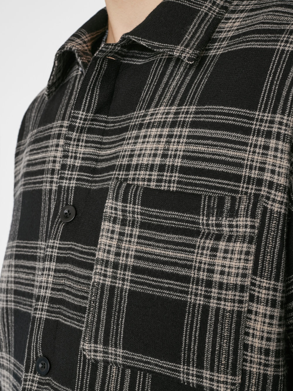 Padded Checked Flannel Overshirt in Noir - 5