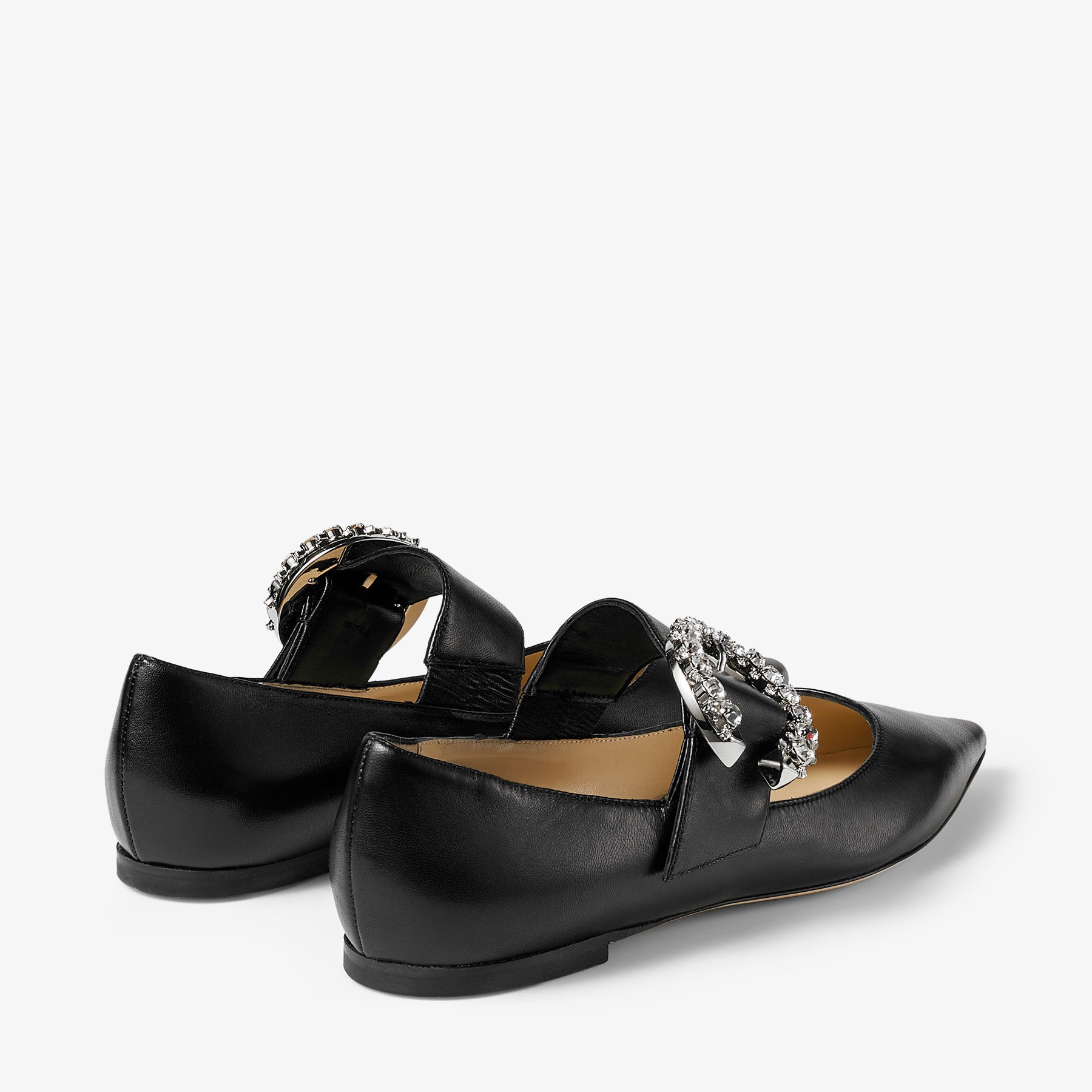 Melva Ballerina
Black Nappa Leather Ballerina Pumps with Crystal Buckle - 5