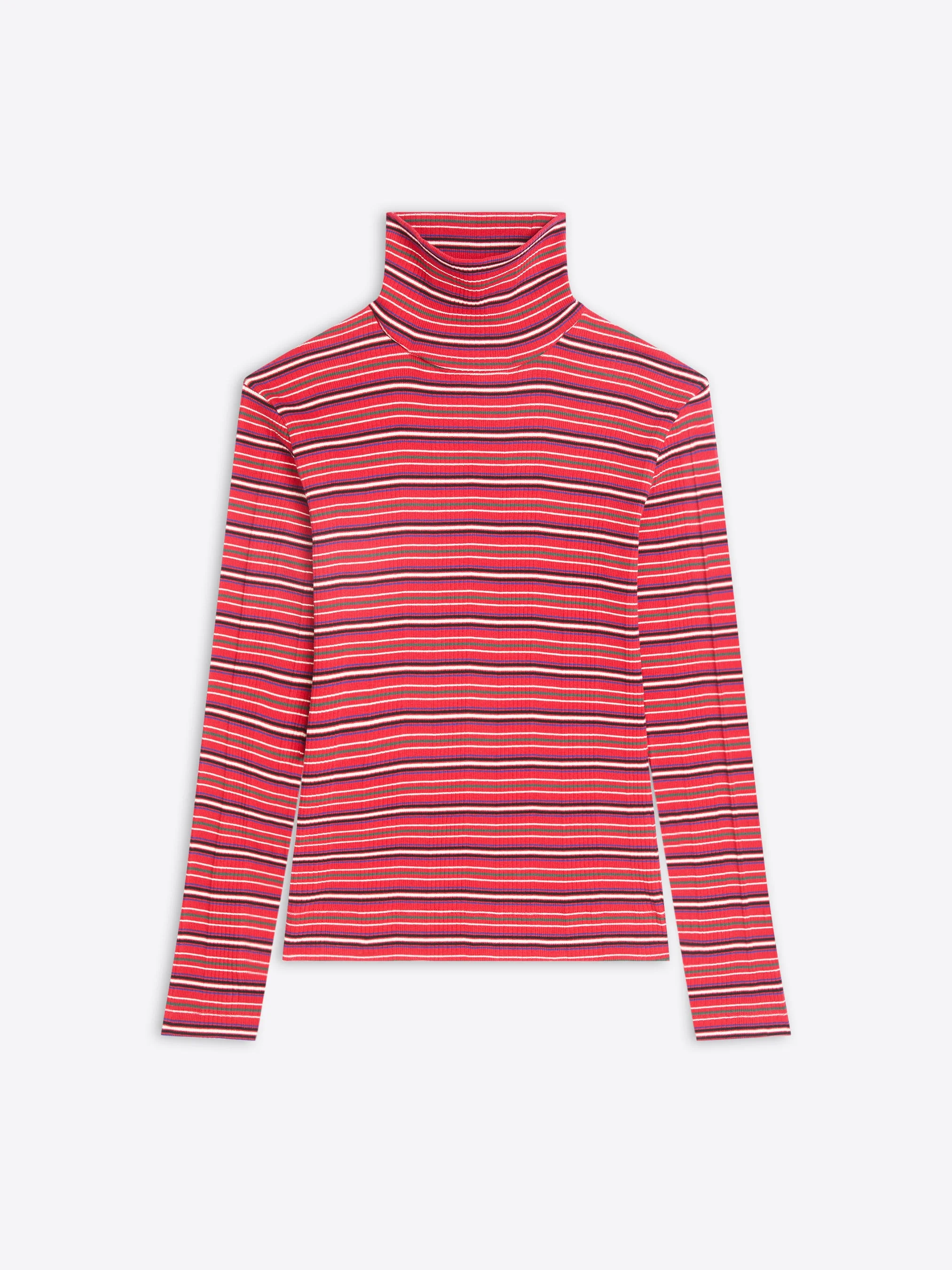 RIBBED COTTON TURTLENECK TEE - 1