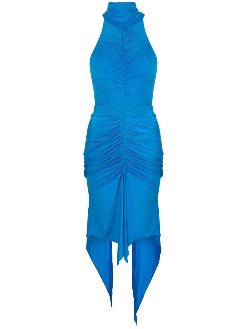 asymmetric ruched halterneck dress - 1