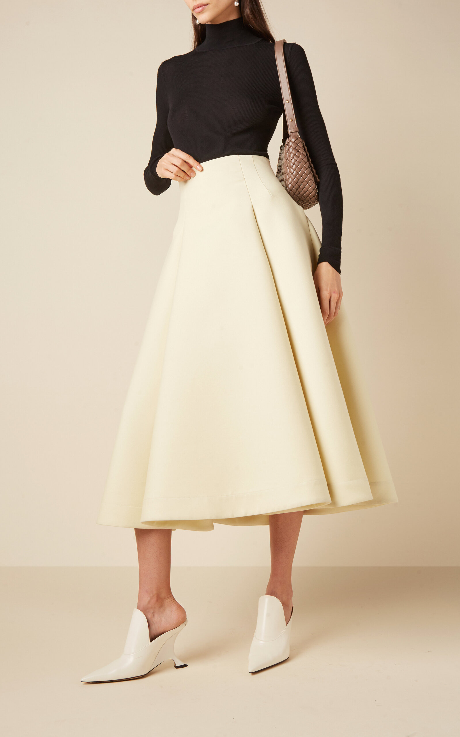 Compact-Knit Wool Midi Skirt yellow - 2