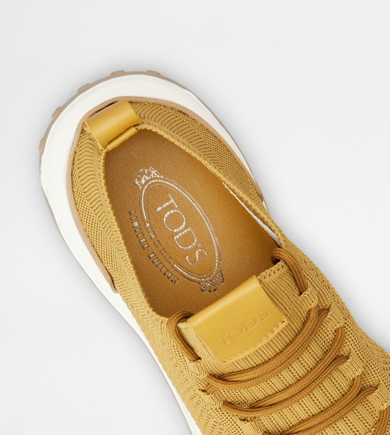 SOCK SNEAKERS IN TECHNICAL FABRIC AND LEATHER - YELLOW 5