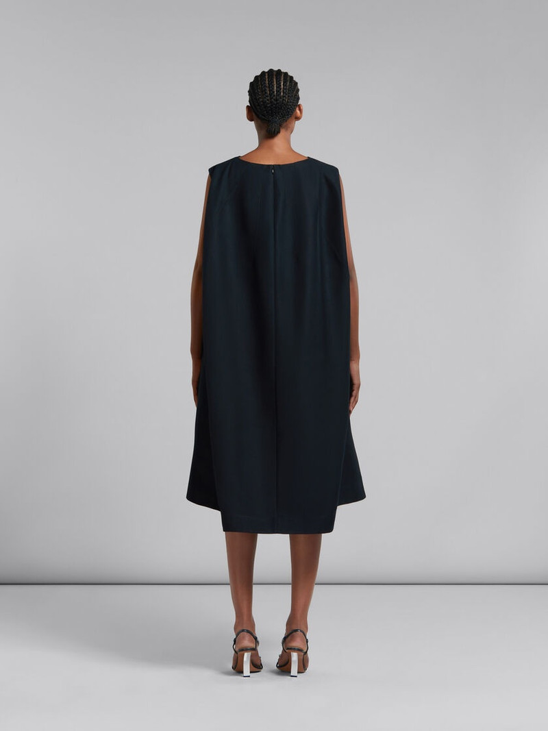 BLACK COTTON CADY COCOON DRESS 3