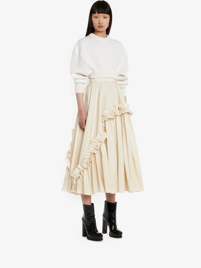 Women's Asymmetric Gathered Skirt in Calico - 3