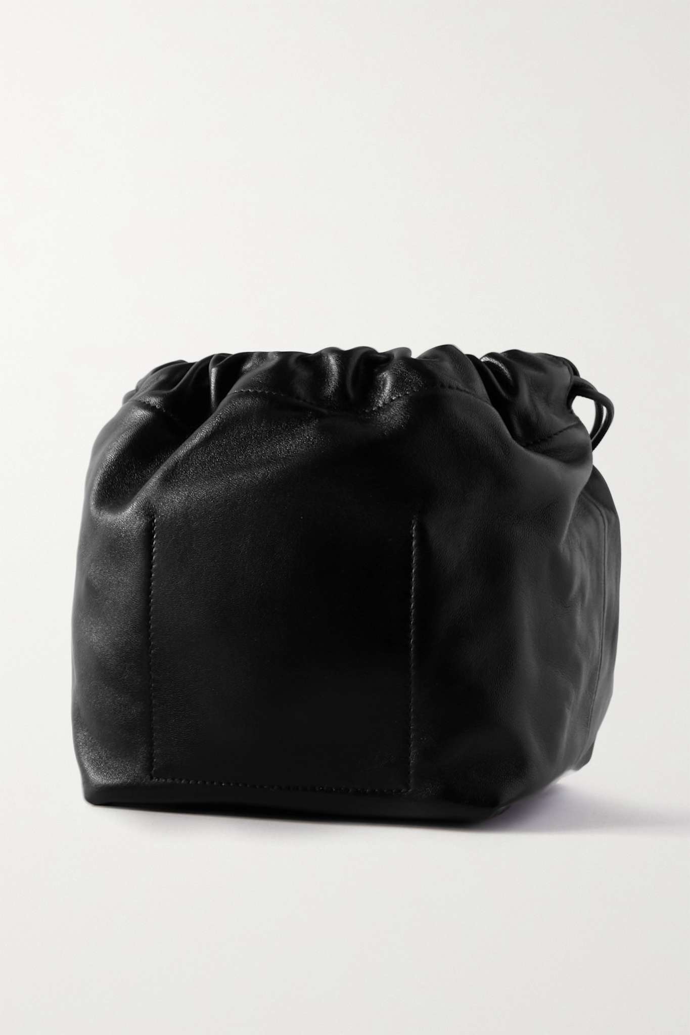 Gathered leather bucket bag - 3