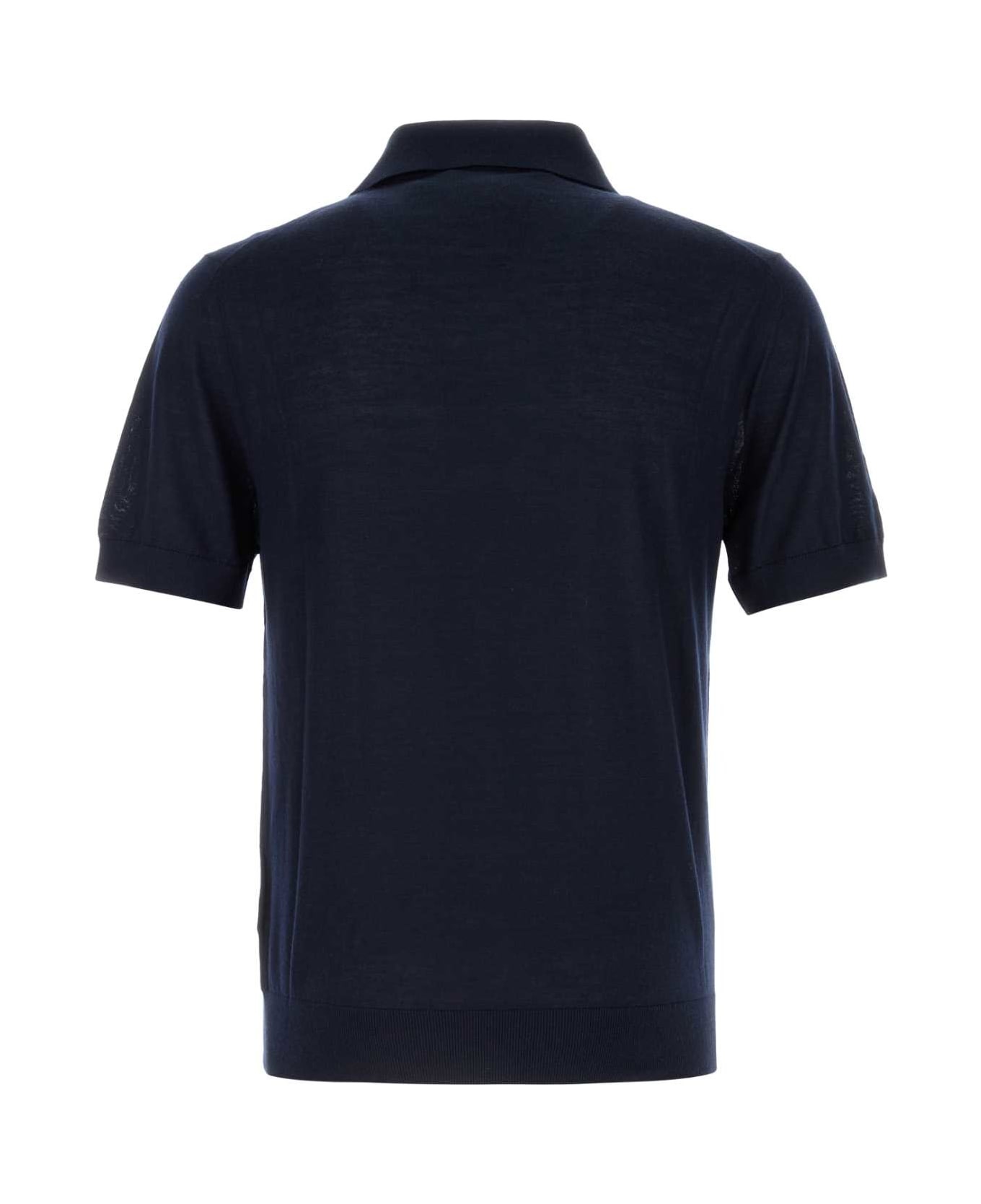Midnight Blue Cashmere Polo Shirt - 2