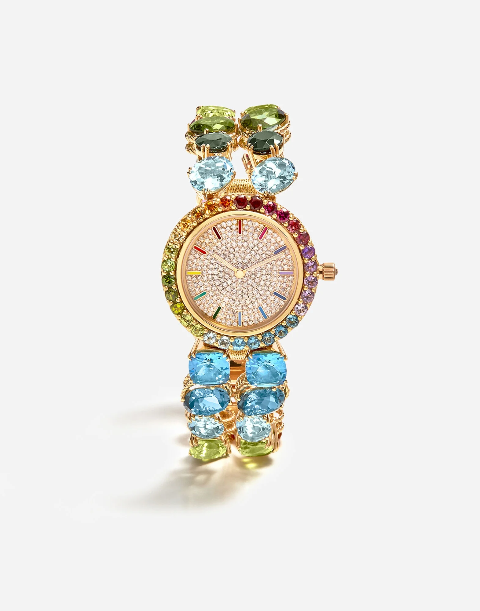 Rainbow Watch 18-carat yellow gold and multicolored gems - 1